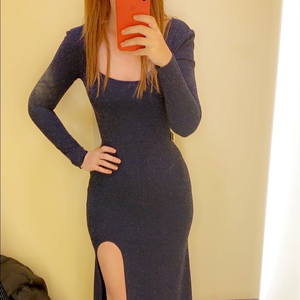 Windsor Navy Blue Sparkly Full Length Dress